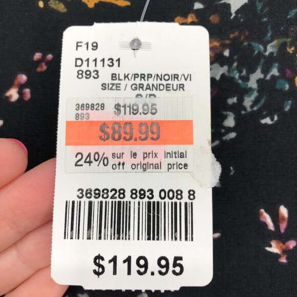 Le Chateau Black floral NWT Boatneck  3/4 sleeve midi dress SP - Picture 6 of 15